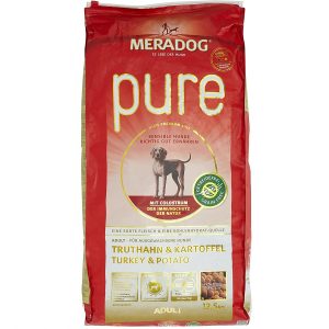 MERADOG PURE Adult Trockenfutter I Hundefutter ohne Getreide und glutenhaltige Zutaten für sensible Hunde mit Truthahn und Kartoffeln I 12,5 Kg