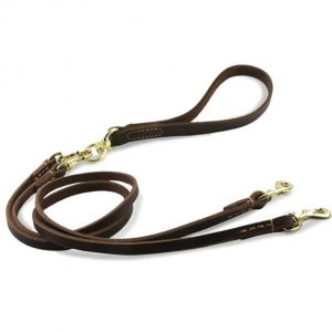 Tineer Double Dog Leder-Leine-Blei mit abnehmbarem Handgriff